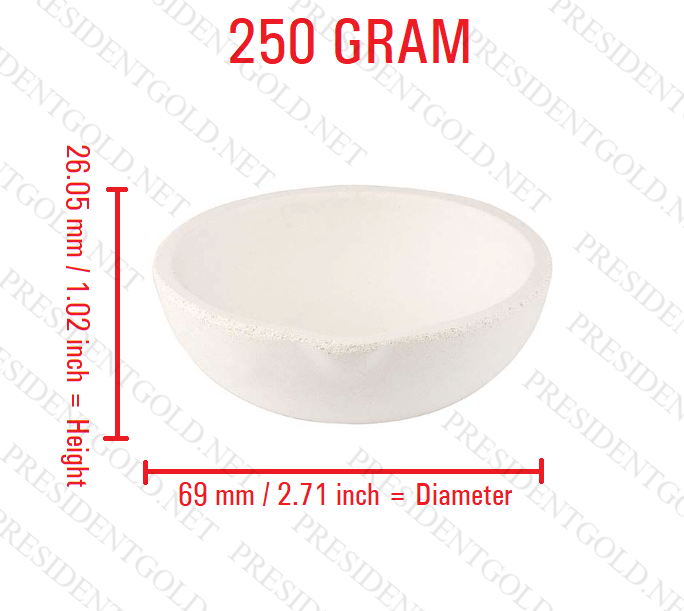 250 gram ceramic alumina crucible melting dish for gold, silver, copper, and brass jewelry casting.