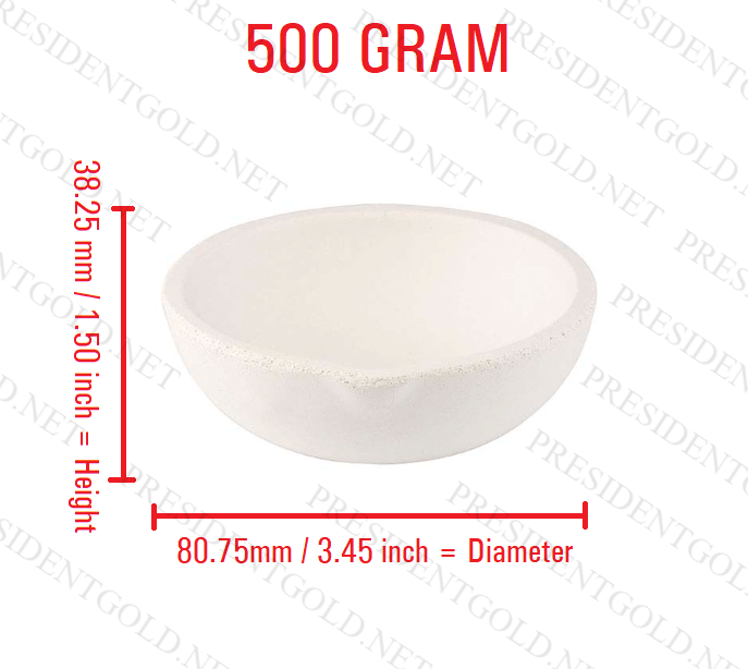 500 Gram Ceramic Alumina Crucible Melting Dish for Gold Silver Copper Jewelry with diameter 3.45 inch.