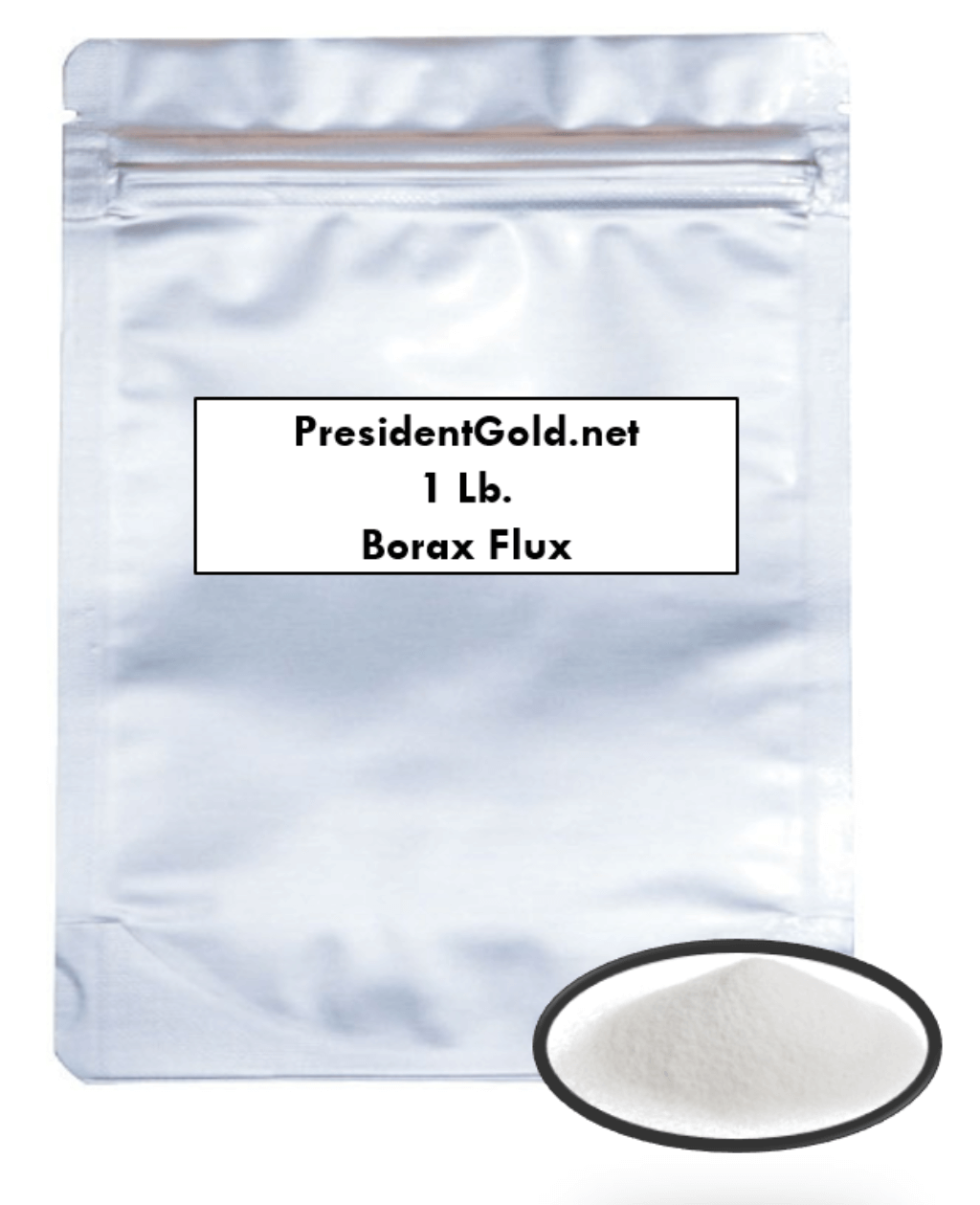 1 lb. bag of Anhydrous Borax Flux for gold and silver jewelry casting, by PresidentGold.net, ideal for reducing metal impurities.