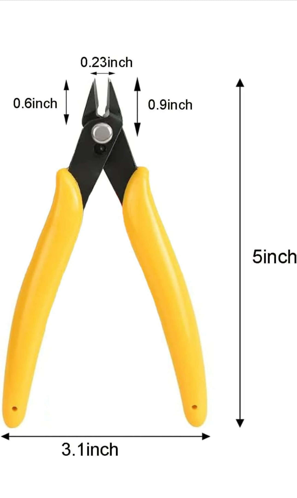 Electrical jewelry cutting pliers with yellow handles, measuring 5 inches, ideal for precise wire cutting.