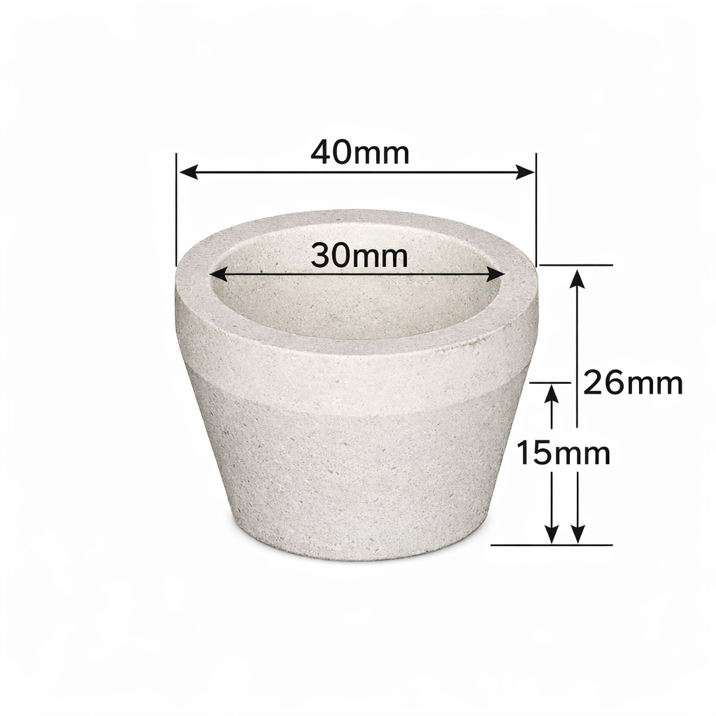 #6 1-7/16” Mabor Magnesia Tapered Cupel Sets | Gold Silver Refining & Assaying