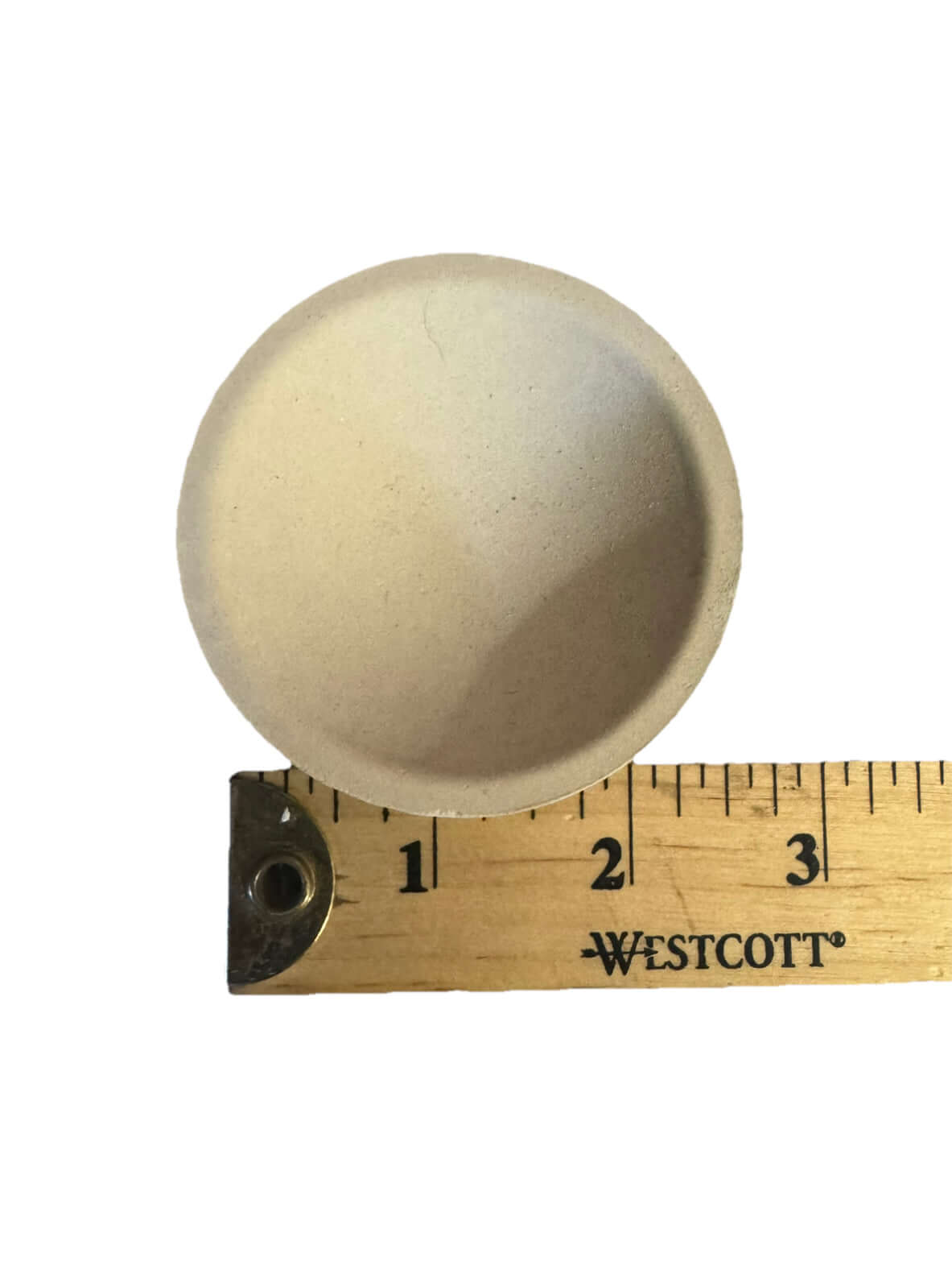 Mabor Magnesia cupel set, tapered design for gold and silver refining, shown with a ruler for size reference.