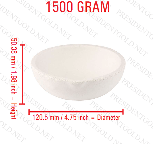 1500 gram ceramic alumina crucible melting dish dimensions 120.5 mm diameter for gold silver copper alloys