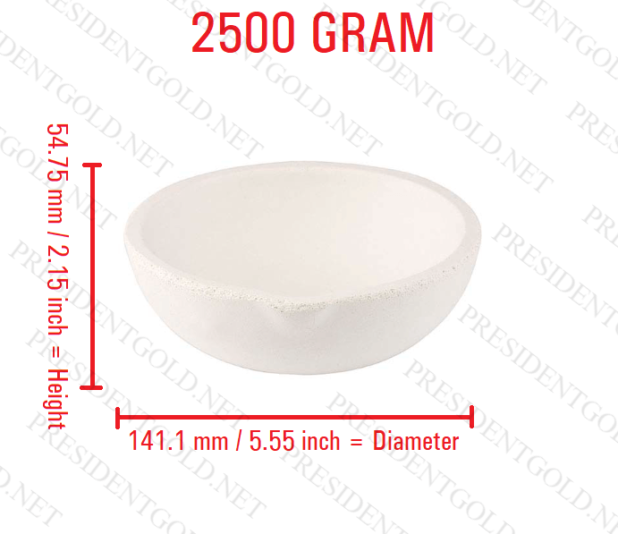 2500 Gram Ceramic Alumina Crucible Melting Dish for melting gold, silver, copper, and brass.