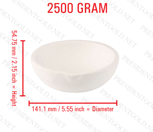 2500 Gram Ceramic Alumina Crucible Melting Dish for melting gold, silver, copper, and brass.