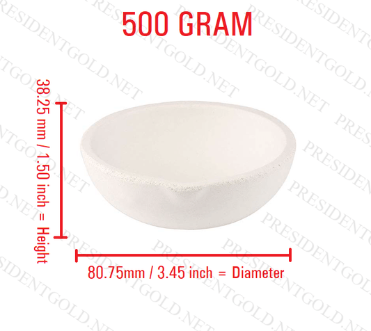 500 Gram Ceramic Alumina Crucible Melting Dish for Gold Silver Copper Jewelry with diameter 3.45 inch.